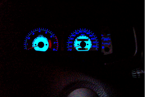 white gauges at night