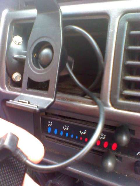 GPS mount, screwed to the side of the vent opening