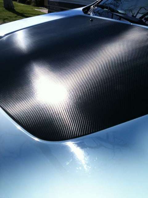 custom Carbon Fiber wrap on hood insert
