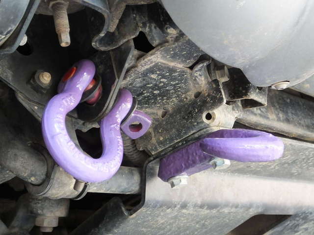 Crosby shackles on front
