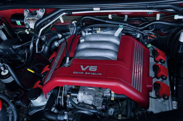 Engine bay, custom painted engine cover