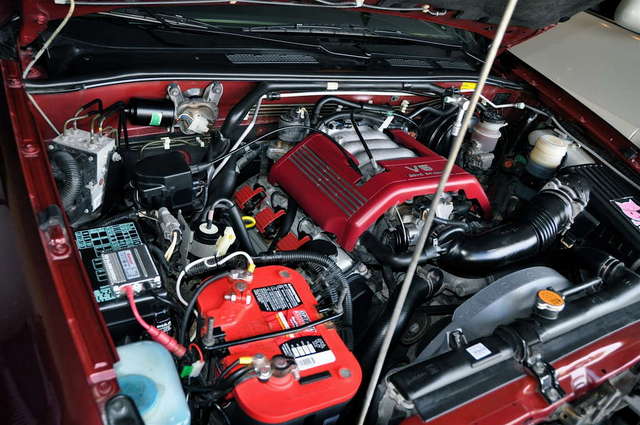 Engine bay, custom painted engine cover