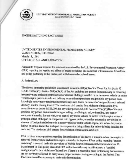 Engine Swap Emissions Information NV DMV