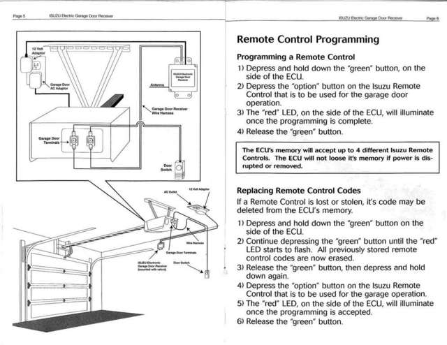 Isuzu Garage Door Receiver Instructions 5-6