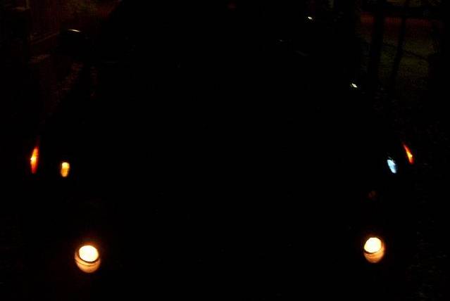 Stock bulb in left LED in right