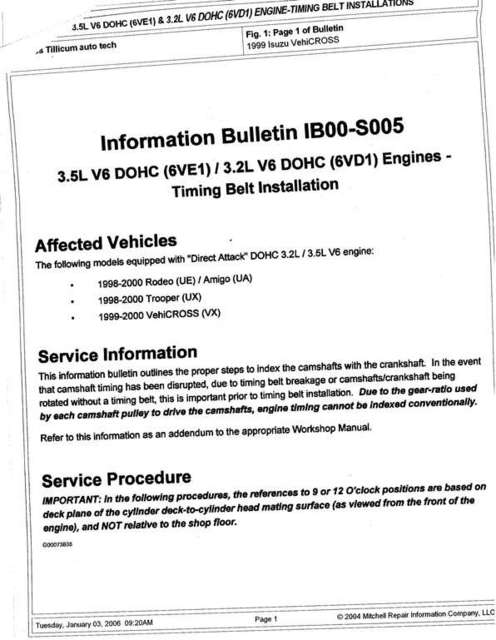 Timing Belt TSB Page 1