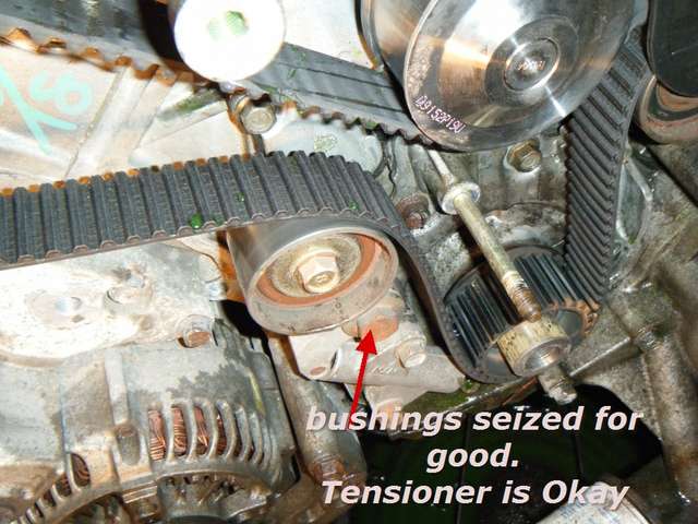 no tension on T belt. Bushing seized up